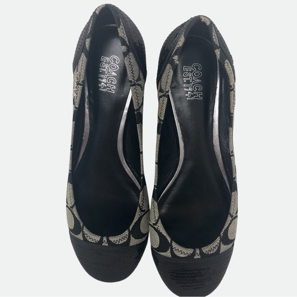 Coach Chelsea Ballet Flats Sequins Black & Grey Canvas Flats with Box 7M - Picture 6 of 11